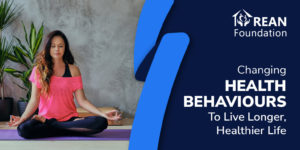 The poster of the Rean foundation depicts women doing meditation with closed eyes, indicating the importance of having healthy behaviour in your life to stay fit.