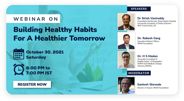 An invitation of a webinar organized by REAN Foundation with a list of speakers.