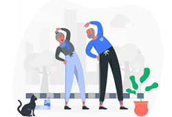 Vector image of an elderly couple exercising.