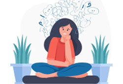 Vector image of a stressed and depressed woman.