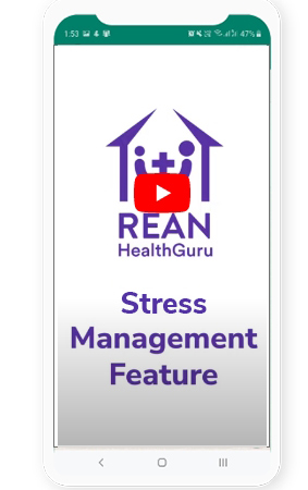 A mobile screenshot of video from Rean Health Guru about stress management feature