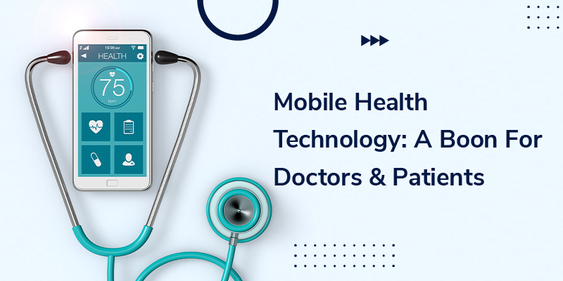 A collage with text and a vector illustration of mobile technology for medical apps.