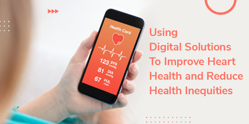 This vector representation shows a woman using an app to monitor her heart health