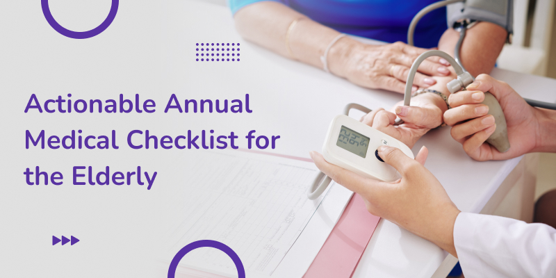 Physician examining an elderly patient as part of a annual medical check-up.