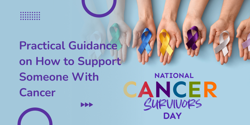 Hands holding different colored ribbons symbolizing cancer awareness and support for people living with cancer.&rdquo;